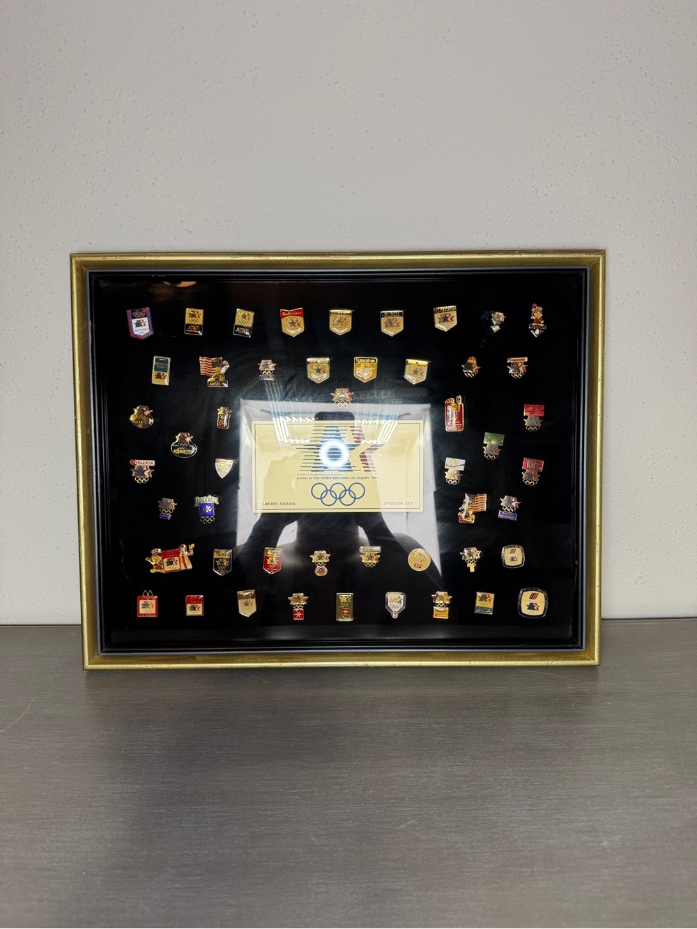1984 Los Angeles Olympic Sponsor Pin Set Framed Limited Edition LA Olympics